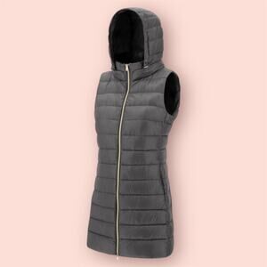 HERNO SERENA GREY ZIPPER VEST w / HOOD Size36 US 0